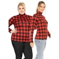 thumbnail image 2 of Stretch Is Comfort Women's Warm Long Sleeve Turtleneck Top Red Buffalo Plaid 4X, 2 of 6