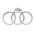 thumbnail image 4 of BERRICLE Sterling Silver Halo Wedding Engagement Rings Oval Cut Cubic Zirconia CZ Ring Set for Women, Rhodium Plated Size 5.5, 4 of 18