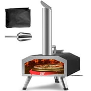 Vevor  12 in. Multi-fuel Outdoor Pizza Oven Wood Fired & Gas Pizza Maker with Rotating Pizza Stone, Propane Pellet Dual Fuel Pizza Grill for Backyard, Portable Pizza Ovens