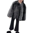 thumbnail image 2 of XIMIN Kids Girls Faux-Fur Jacket Coat Solid Color Sweater Long Sleeve Short Jacket, Winter Coat Luxury Snowday Thick Warm Fashion Cool Outwear Fluffy Clothes, 2 of 3