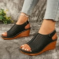 thumbnail image 4 of Sandals For Women 2025 Wedge Flatform Open Toe Slip-on Peep Toe Slides Slippers Casual Summer Beach Outdoor Footwear Dressy Sandals 7.5, 4 of 7