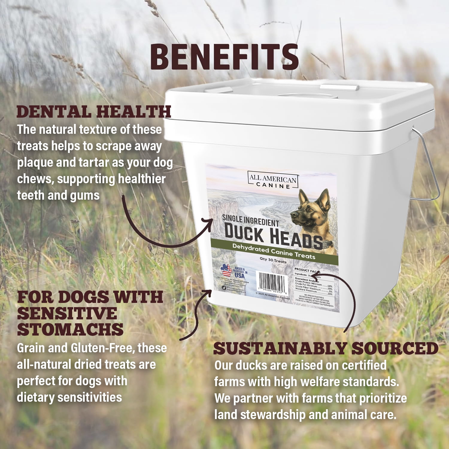 All American Canine Duck Heads, 30 count