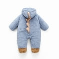 thumbnail image 5 of Baby Boy Girls Winter Warm Rompers Unisex Newborn Fleece Outfits Bodysuits Toddler Baby Boys Girls Color Plush Cute Bear Ears Winter Thick Keep Warm Jumpsuit Romper Blue 12-18 Months, 5 of 7