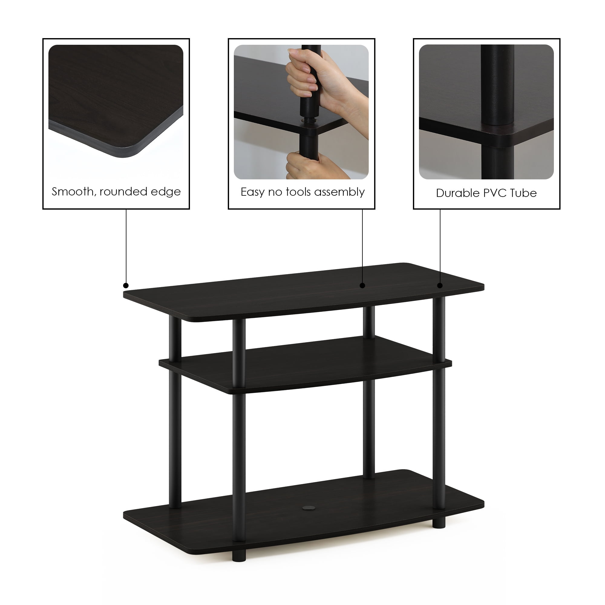 Furinno Turn-N-Tube No Tools, 3-Tier TV Stands for 32" TV