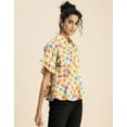 thumbnail image 3 of Moomaya Printed Cotton Short Sleeve Peplum Top - Shirt Collar, Chic Top, 3 of 9