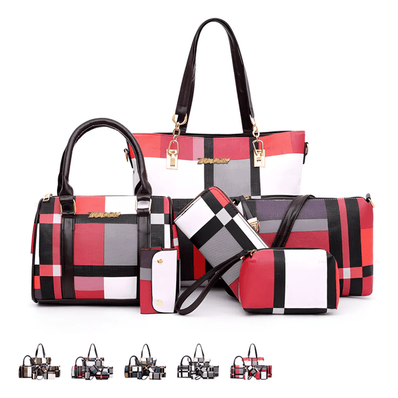 Set 6 Bolsas Cartera Cosmetiquera Mujer Listrado Monedero Xtellar multicolor