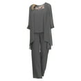 thumbnail image 4 of Alvivi Womens Chiffon Suit Straight Pants with Cardigan Tank Top Evening Event Wedding Guest Clothing Set Gray 5XL, 4 of 4
