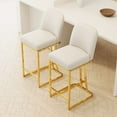 thumbnail image 3 of Set of 2 Modern White/Gold PU Leather Bar Stools - Kitchen/Bar Height Chairs - Comfortable Padded Seats, Metal Legs, Easy Assembly, for Bars &amp; Counters, 3 of 22