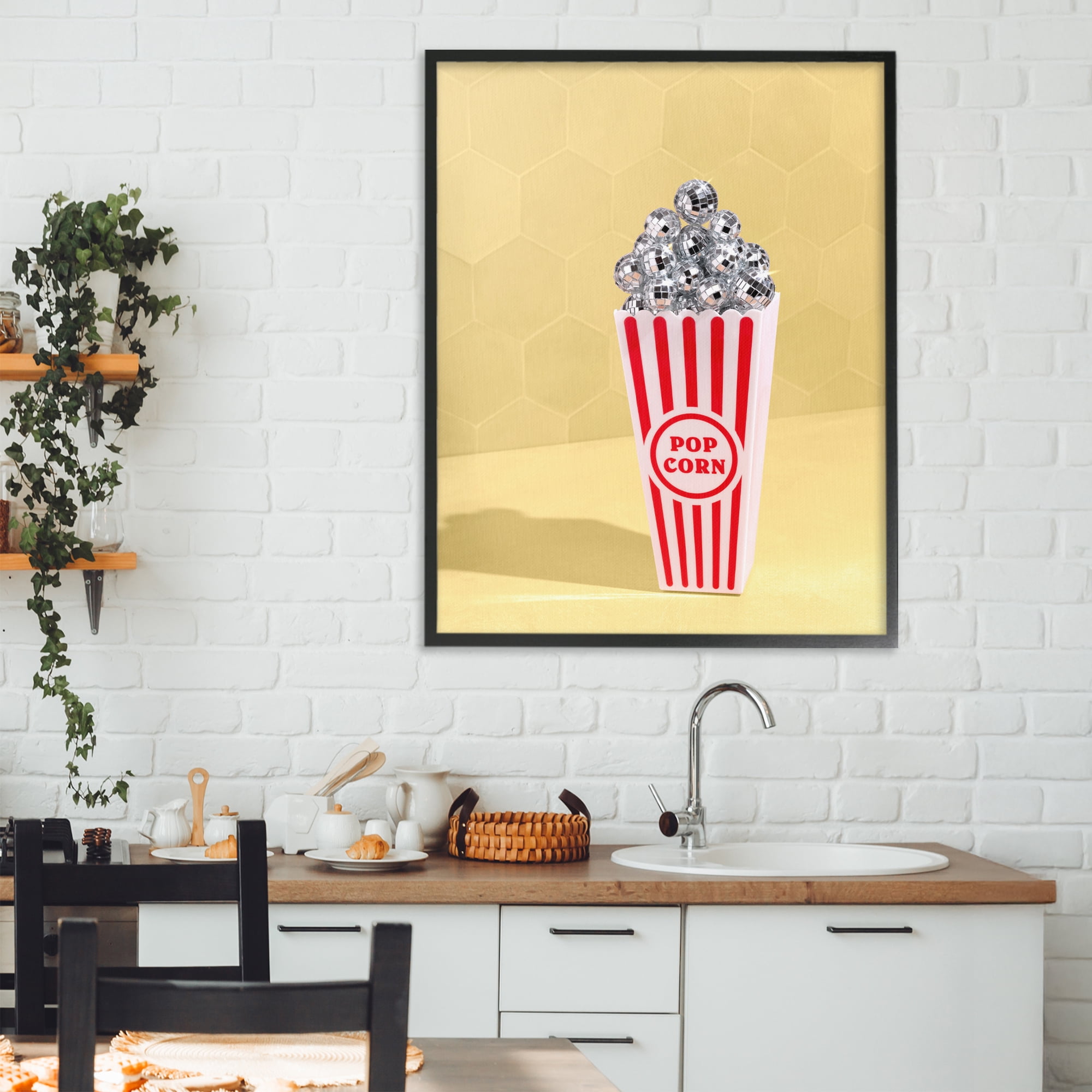 Stupell Industries Disco Filled Popcorn Black Framed Giclee Art, design by LISH Creative