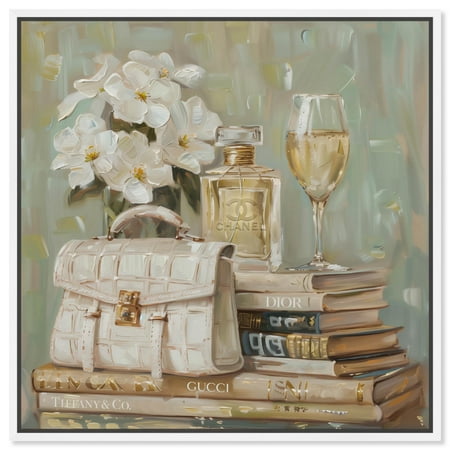 Sage Green Glam Canvas Glam Art Prints by Art Remedy, White Frame, 40 x 40