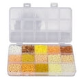 thumbnail image 1 of Glass Seed Beads 15 Compartments Sorted Storage Plastic Box Packaging Jewelry Making Beads for DIY Handicraft Projects Yellow, 1 of 14