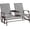 Grey, variant on GlowPlume 2-Seat Outdoor Glider with Center Table, Patio Rocking Loveseat with Breathable Mesh Sturdy Metal Frame for Garden Pool Lawn, Beige
