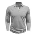 thumbnail image 4 of Dagugfen Golf Shirts for Men Button Lapel V Neck Long Sleeve Slim Comfy Casual Work Tops with Pocket, 4 of 7