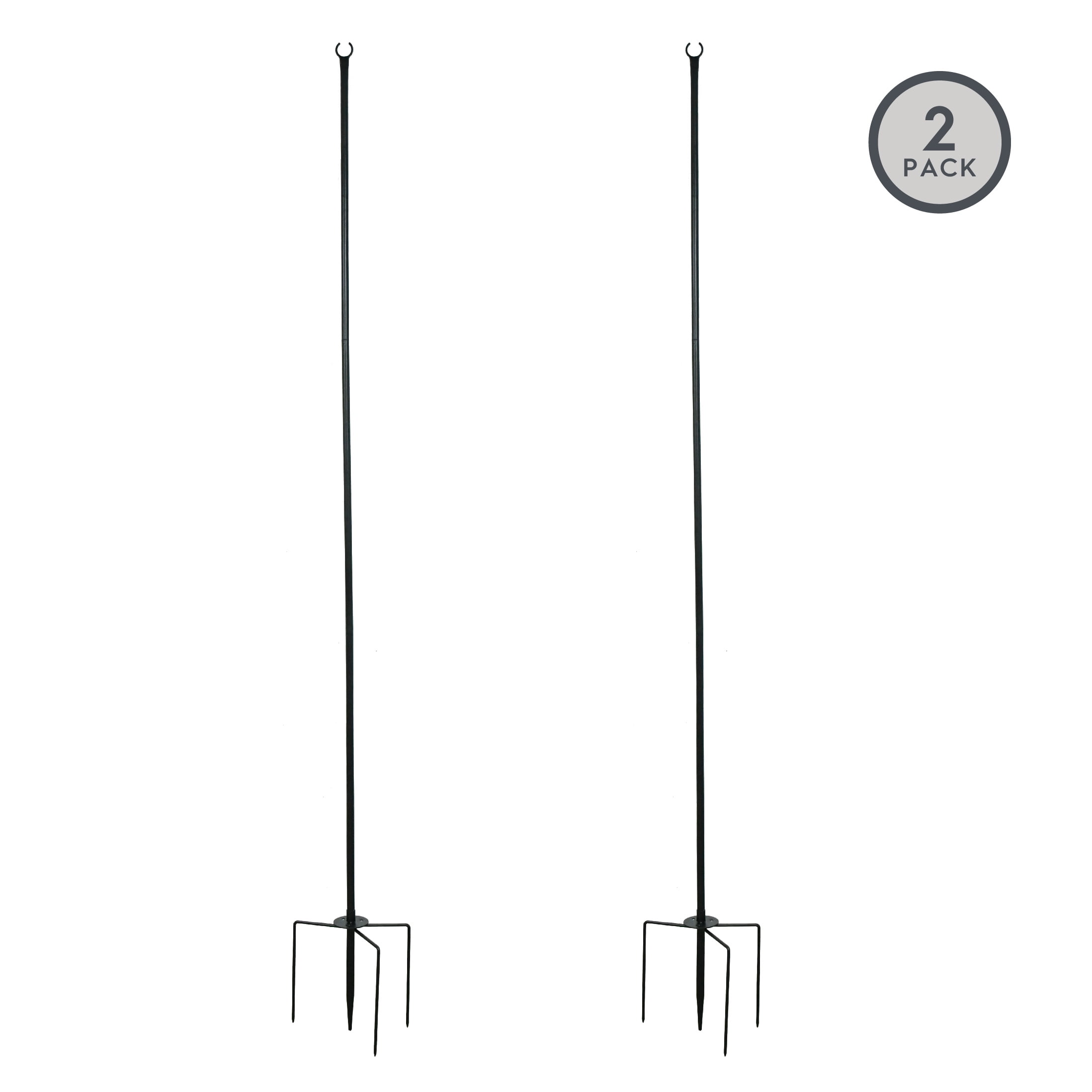 Better Homes & Gardens 9 ft Outdoor String Light Poles, Heavy-Duty Steel Patio Light Poles with Ground Stakes, Backyard & Garden Lighting Support, Black, 2-Pack