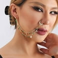 thumbnail image 2 of Boho Crystal Nose To Ear Chain Colorful Flower Nose Ring Gold Cz Nose Pins Non Pierced Nose Ring Daisy Flower Nose Pins Hoop Chain Dance Party Nose Indian Jewelry for Women(Flower), 2 of 13