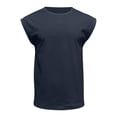 thumbnail image 6 of Muscle Sleeveless Shirts Men Casual Cotton Workout Tank Tops Cut Off Shirts Gym Running Loose Fit Streetwear Top Navy L, 6 of 6