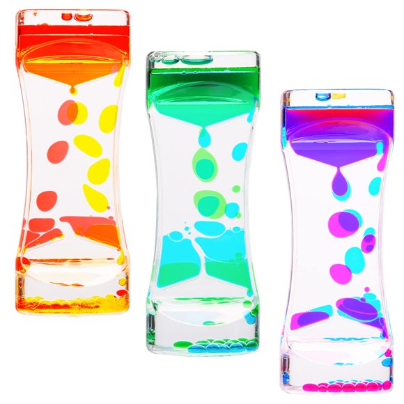 Liquid Motion Bubbler Cailink 3 Pack Kids And Adults Relax Sensory Toys Stress Relief Fidget Water Timers Colorful Hourglass Adhd Anxiety Autism Activity Home Office Desk Decor