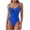 Blue, variant on LEKWK One Piece Swimsuit Women Tummy Control V Neck U-Wire Cutout High Cut Thong Swimwear Ruched Slimming Bathing Suit Summer Pool Party Vacation Beachwear