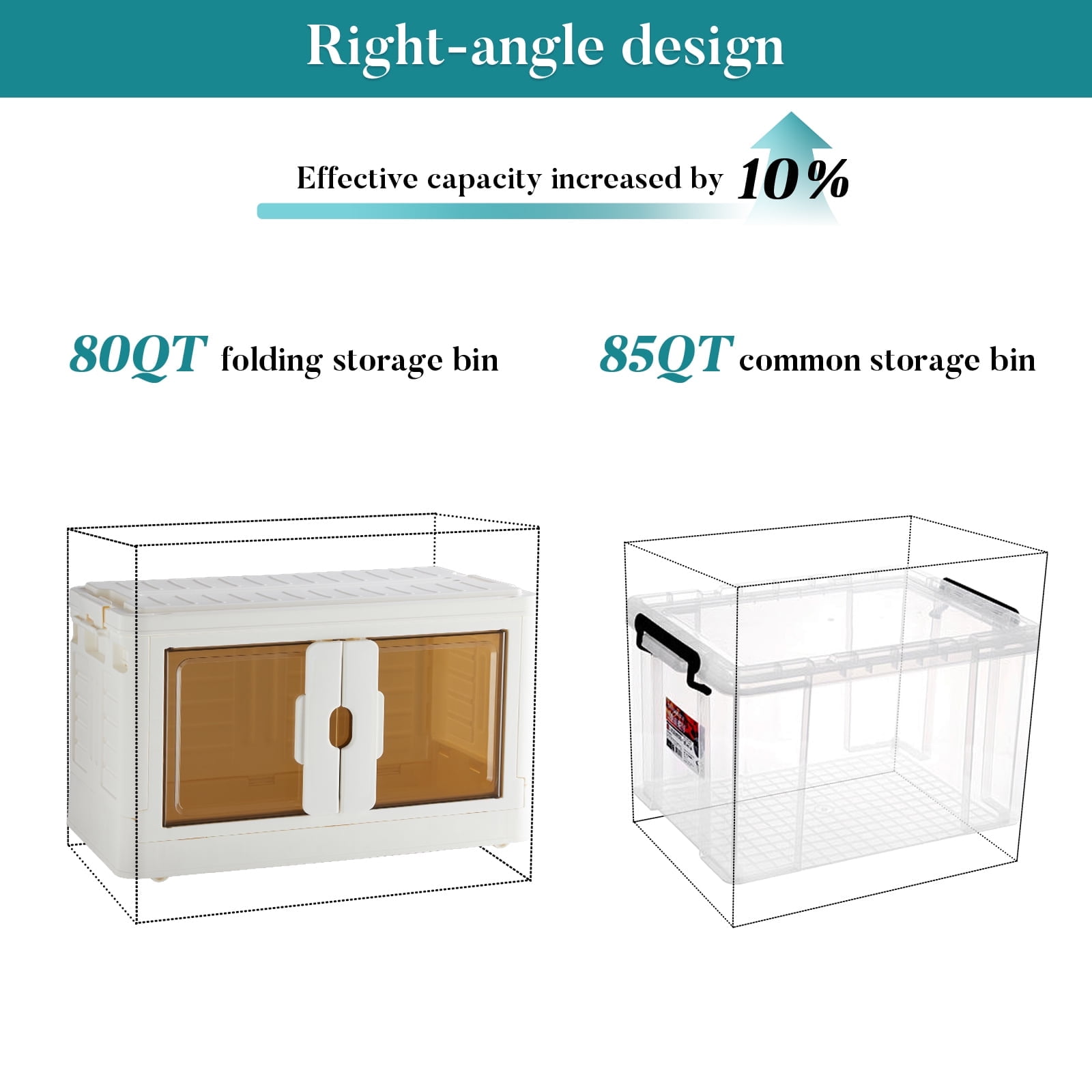 Gianna X-Large Size Foldable Storage Bins, Portable Stackable Plastic Storage Boxes for Home Office, 3 Tier