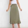 thumbnail image 4 of Abcnature Women's Casual Slit Wrap Asymmetrical Elastic High Waist Maxi Draped Skirt Summer Soft Fit Flowy Handkerchief Hemline Midi Skirt Irregular Hip Pack Solid Skirt Recommend Weight 110 to 121lb, 4 of 6