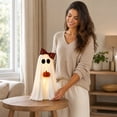 thumbnail image 6 of MYUNNIL 2Pcs Halloween Lighted Standing Ghost Decoration, Cute Light up Warm LED Fabric Ghost Ornament with Pumpkin & Broom, Reusable Freestanding Seasonal Decor for Porch Indoor Party, 16 & 20", 6 of 7