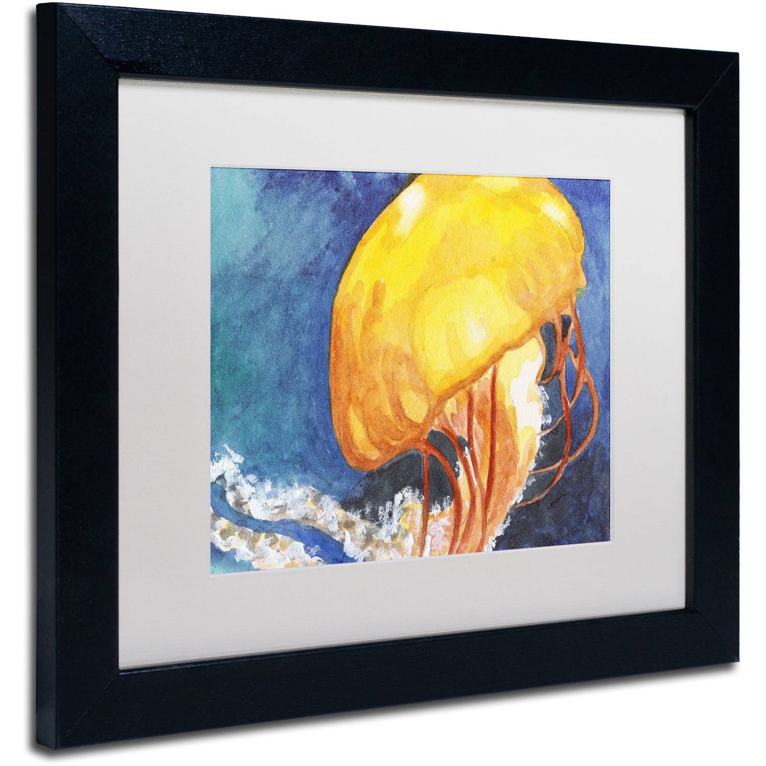 Trademark Fine Art "Jelly Fish II" Canvas Art by Jennifer Redstreake White Matte, Black Frame