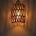 thumbnail image 6 of FSLiving Adjustable Light, Zipper Switch 12V RV Industrial Twine Natural Boho Hollow-carved Designed Rattan Shade, E12 Socket Semi Flush Mount Interior Lighting Decorative for RV Camper Hallway, 6 of 7