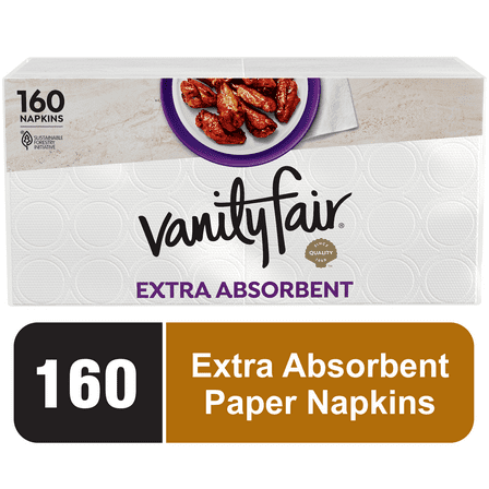Vanity Fair Extra Absorbent Disposable White Napkins (160 Count)