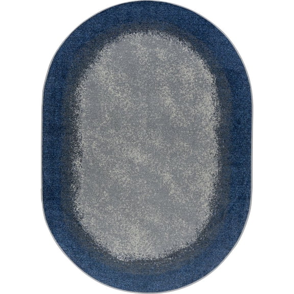 Joy Carpets Kid Essentials Urban Edges 5'4" x 7'8" Oval Area Rug in Color Marine
