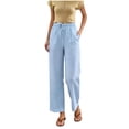 thumbnail image 2 of MLCDZ Summer Women Cotton Linen Drawstring Pants Casual High Waist Comfy Lightweight Loose Gauze Pants with Pockets Beach Trousers, 2 of 7
