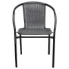 (4 pack) BizChair Lila Indoor/Outdoor Stacking Rattan Patio Chairs, Set of 2, Gray
