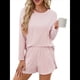 thumbnail image 2 of Conjuntos de Pijama para Mujer, Conjuntos de Dos Piezas A Rayas, Top de Larga y Pantalones Cortos con Abertura, Ropa de Dormir Estampada, Pijamas Cómodos. Rosa M, 2 of 9