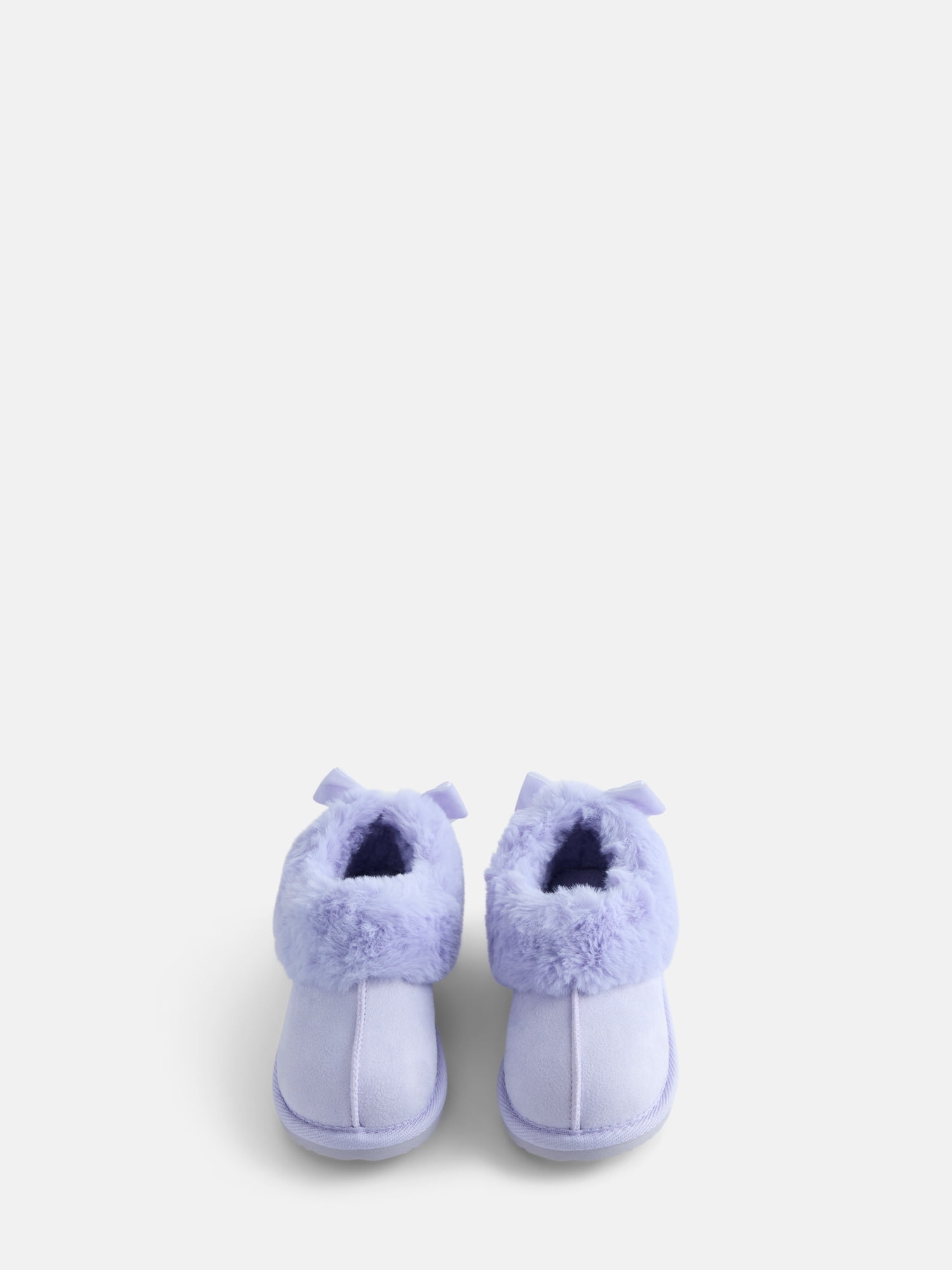 Wonder Nation Baby, Toddler, Little and Big Girls Faux Fur Trim Slippers