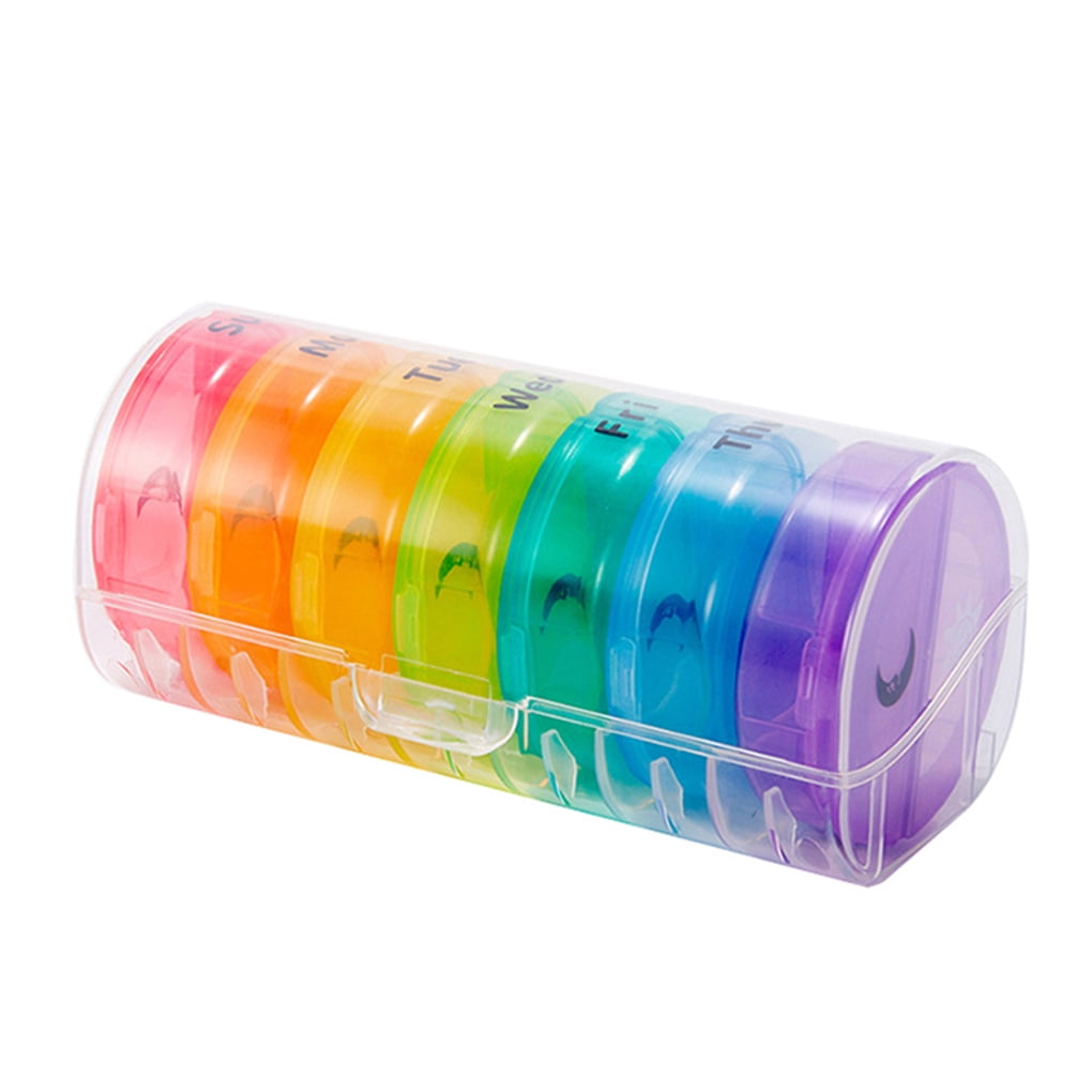 TureClos Weekly Pill Box Round Tablet Organizer Portable Pill Container