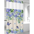 thumbnail image 4 of Purple Hydrangea No Hook Shower Curtain Waterproof,Bathroom Curtains with Snap in Liners and See Through Top Window,Spring Eucalyptus Butterfly Rustic Burlap Hotel Bathtub Curtains Shower 36"Wx72"L, 4 of 8