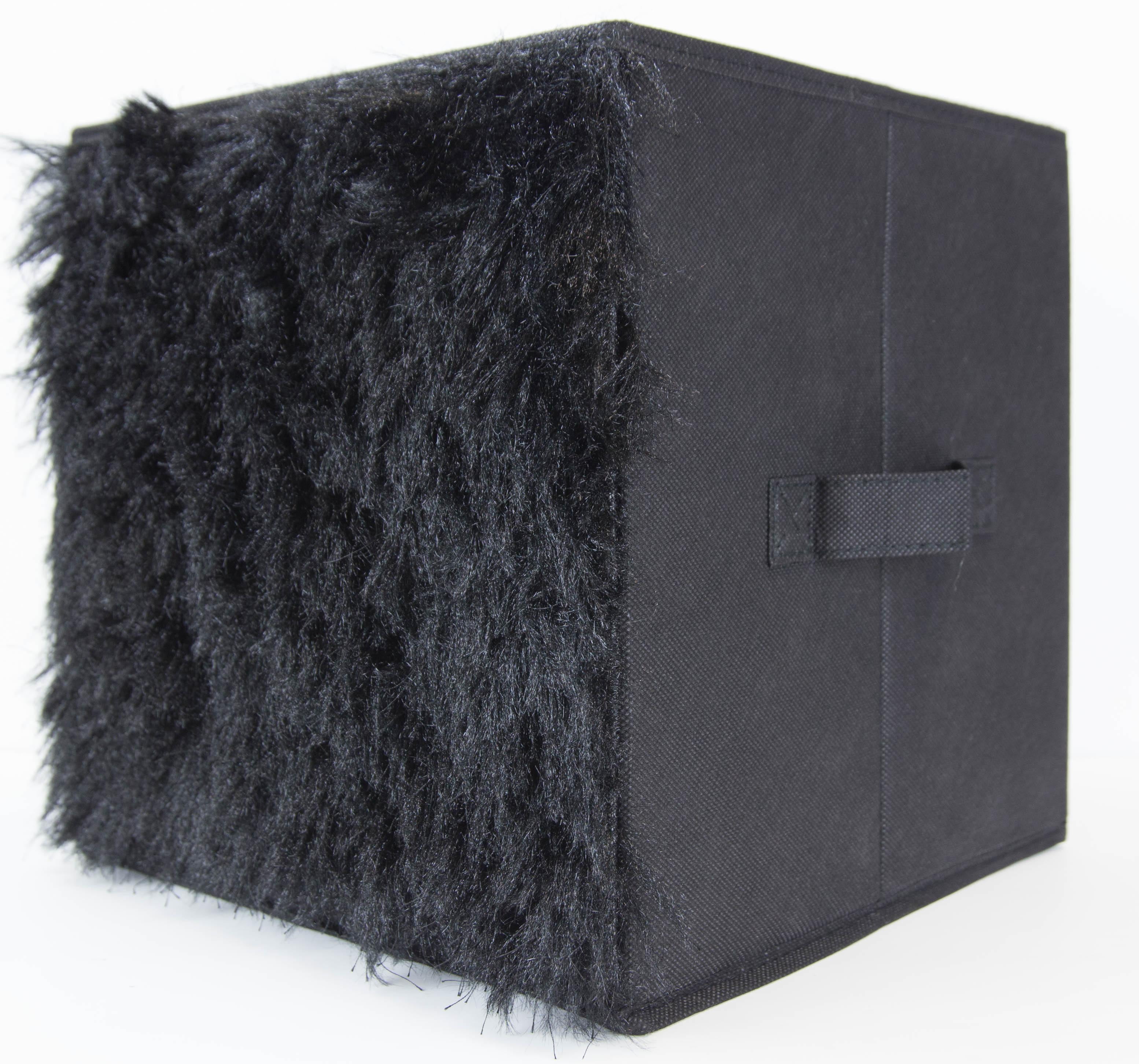 Home Basics Faux Fur Storage Bin Long Coat Black Com