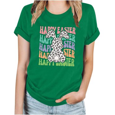 Cottontail Easter Shirt For Women – Bunny Graphic Tee With Cute Letter Print, Casual Short Sleeve Tops