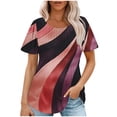 thumbnail image 2 of Otvok Ladies Blouses Casual Short Sleeved Loose Round Neck Printed Tops, 2 of 6