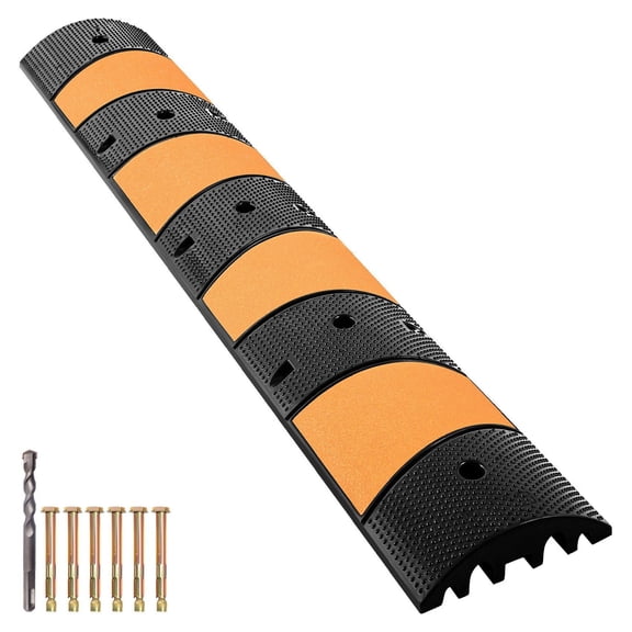 Rubber Speed Bump 2 Channel - 6 FT Long, 22000 LBS Capacity