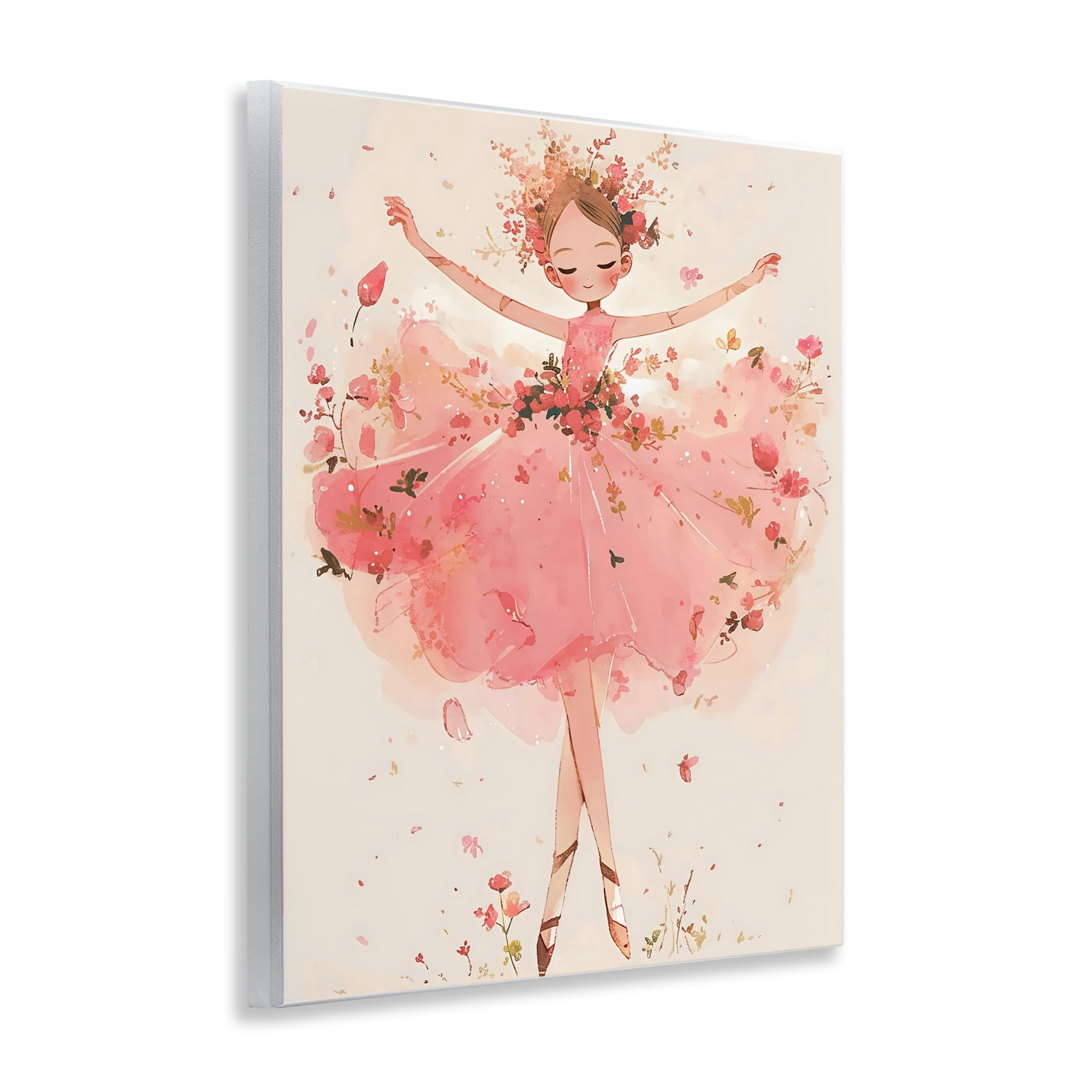 Stupell Industries Pink Floral Dress Ballerina Wall Plaque Art, design by Creative Studio