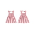 thumbnail image 2 of BemeyourBBs Toddler Baby Girl Pink Gingham Plaid Dress Little Baby Girl Summer Smocked Dress 12 18 24 Months 2 3 4 5 Years Bow Flutter Sleeve Plaid Checkered Casual Beach Holiday Dress, 2 of 8
