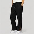 thumbnail image 2 of Duqingm Girls Sweatpants, Running Casual Sports Elastic Drawstring Waist Straight Leg Pants with Pockets (Black,11-12 Years), 2 of 7