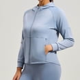 thumbnail image 2 of HAiming Womens Zip up Hoodies Long Sleeve Athletic Sweatshirt with Pockets Solid Color Casual Fall Winter Workout Tops, 2 of 8