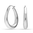 thumbnail image 6 of LeCalla 925 Sterling Silver Chunky Tapered Hoop Earrings Jewelry Lightweight Click-Top Medium Oval Puffed Shrimp Hoop Earrings for Women 35MM, 6 of 9