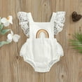 thumbnail image 2 of Fortune Infant Girls Jumpsuits Baby Fly Sleeve Lace Patchwork Embroidery Rainbow Bodysuits, 2 of 9