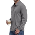 thumbnail image 5 of JWD Mens Long Sleeve Polo Shirt Classic Collared Button Pullover Casual Regular Fit Soft Lightweight Knit Top Dark Gray L, 5 of 8