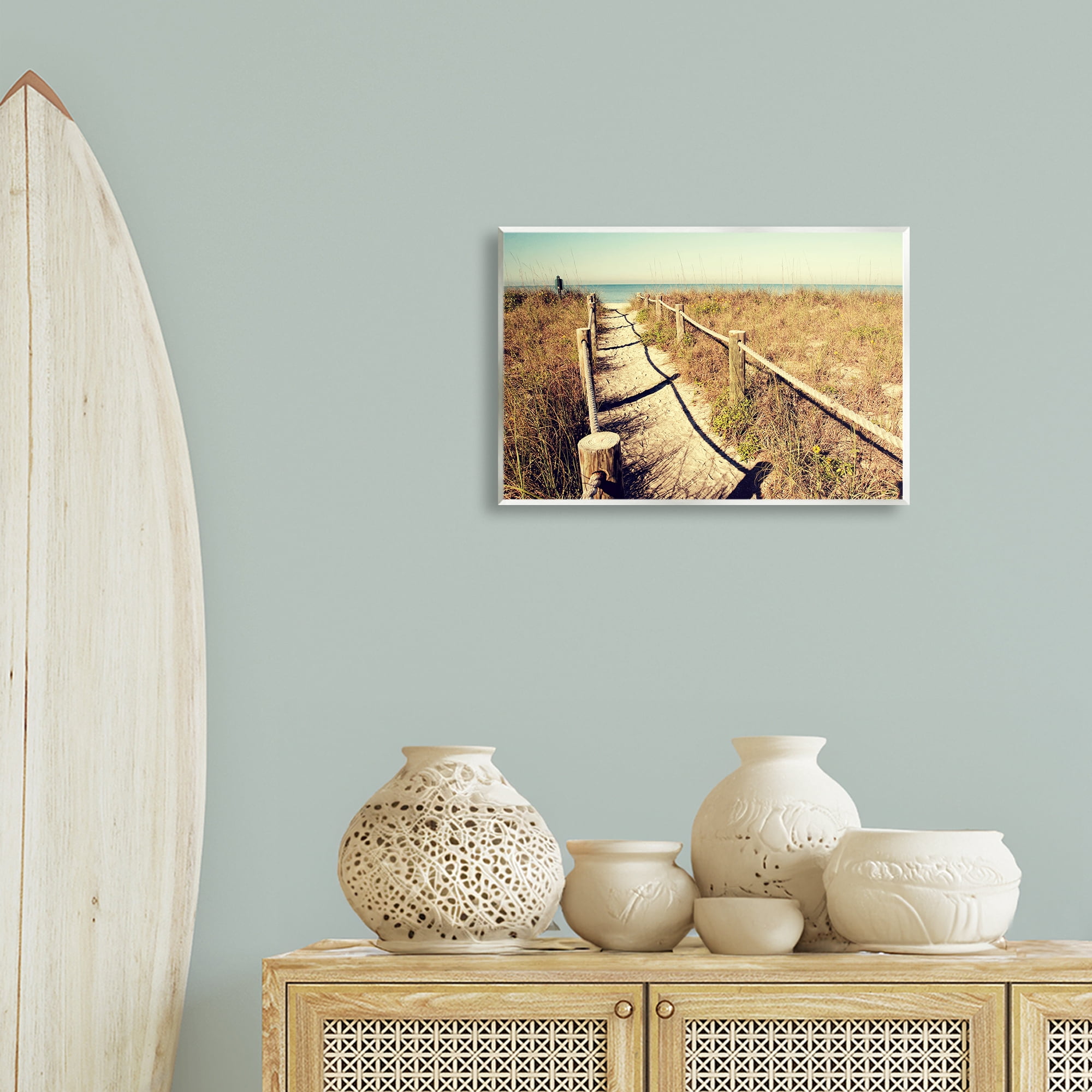 Stupell Industries Sandy Path Railing Landscape & Nature Photography Unframed Art Print Wall Art, 19 x 13