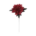 thumbnail image 2 of 13 Inch Burgundy Silk Artificial Dahlia Flower, Realistic Long Stem with Bud & Leaves, Reusable Faux Floral Stem for Wedding Centerpiece Home Garden Dining Table DIY Decor, 2 of 5