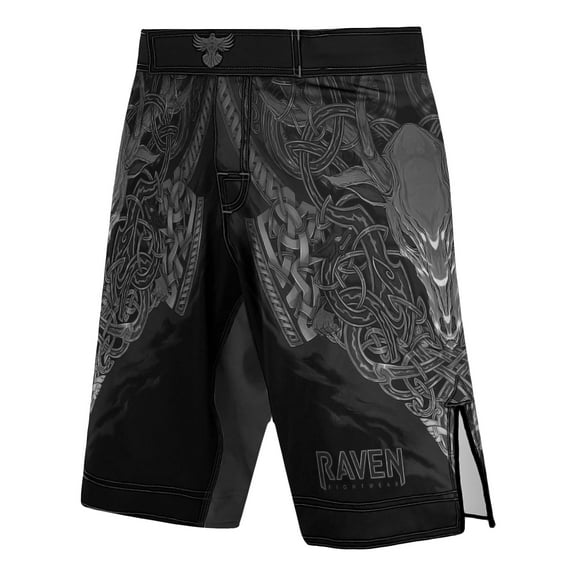Raven Fightwear Men's Celtic MMA Shorts BJJ Black/Grey