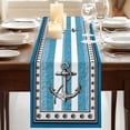 thumbnail image 3 of Table Runners 72 Inches Long Dress Scarves, Blue Anchor Farmhouse Kitchen/Dining Table Runner, Coffee Tablerunners, Nautical Summer Beach Coastal Ocean Art 18x72 Inch, 3 of 9